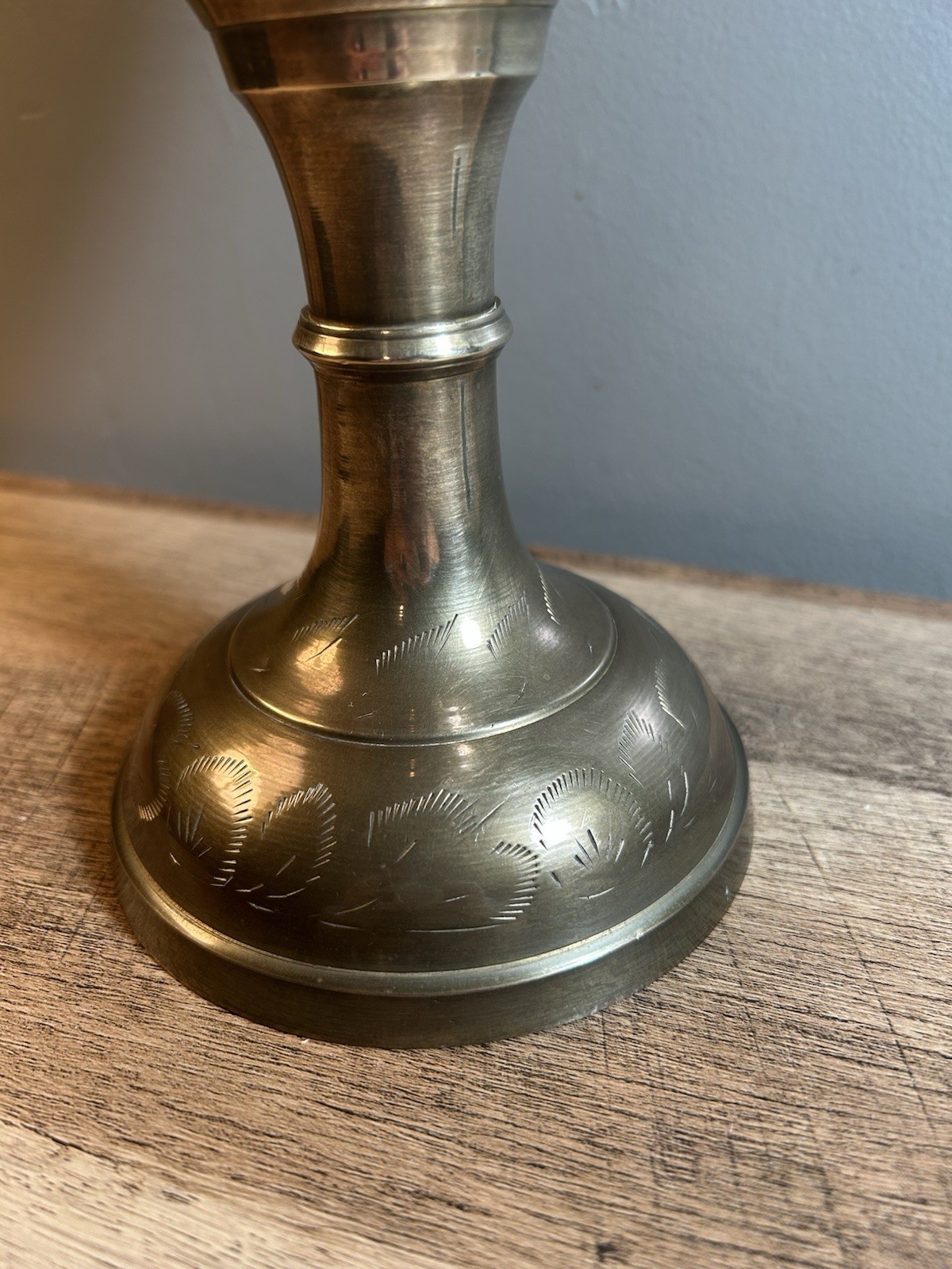 Solid Brass Ornate Large Vase or Urn, 1960&rsquo;s India, Fluted Rim