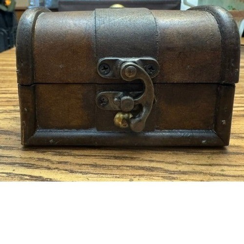 Miniature Wooden Treasure Chest Trinket Box Vintage Style Small Keepsake Box
