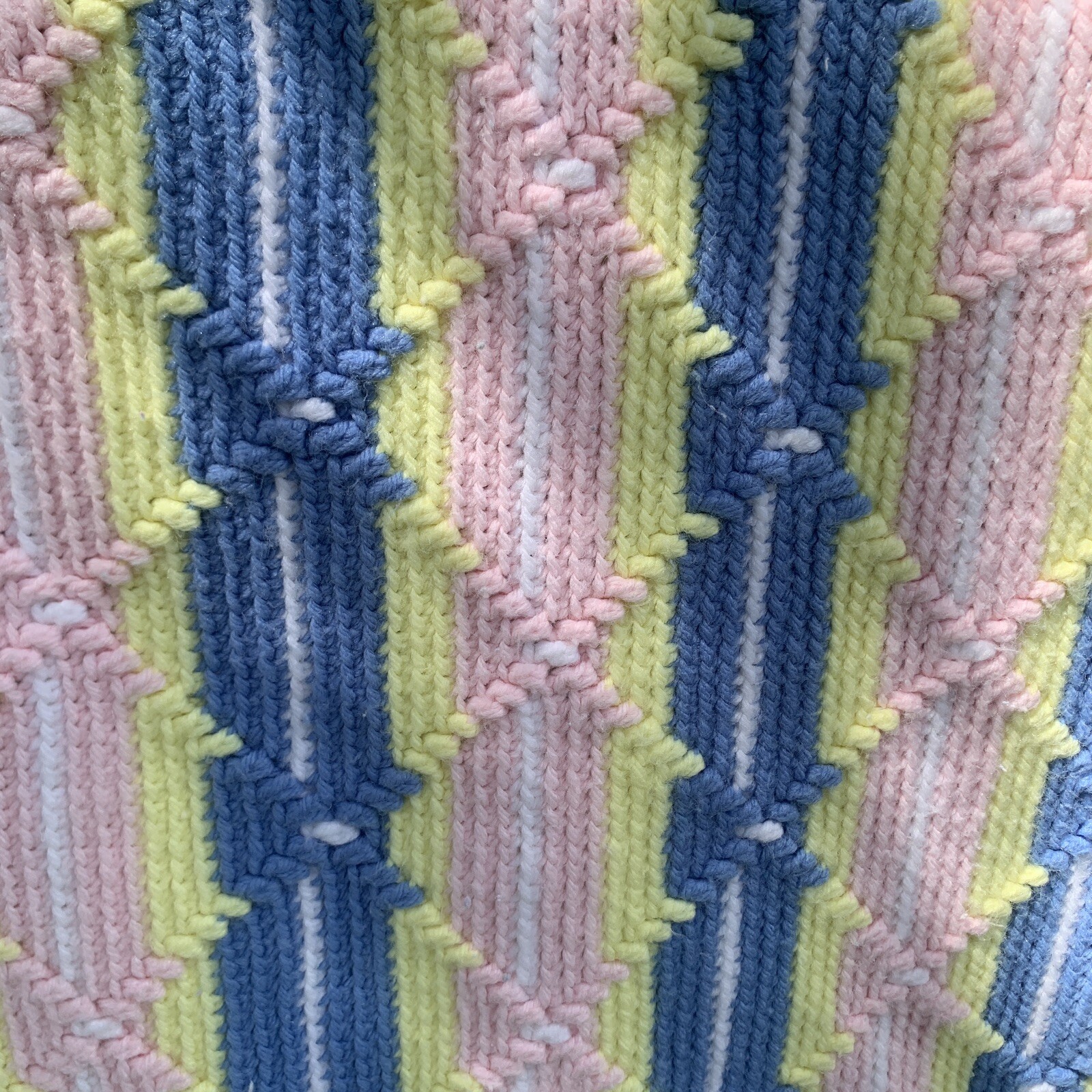 Afghan Handmade Crochet Throw Lap Baby Unisex 34” x 42” VTG