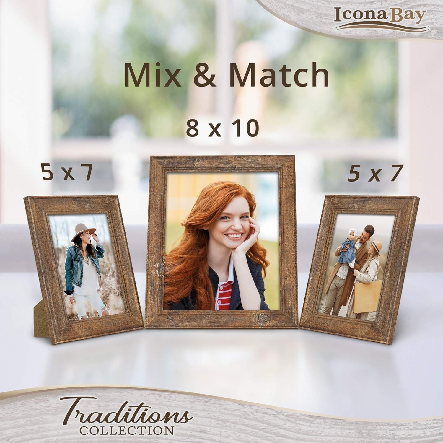 5×7 Chestnut Brown Picture Frame Rustic Wood Pattern Lightly Distressed Frame