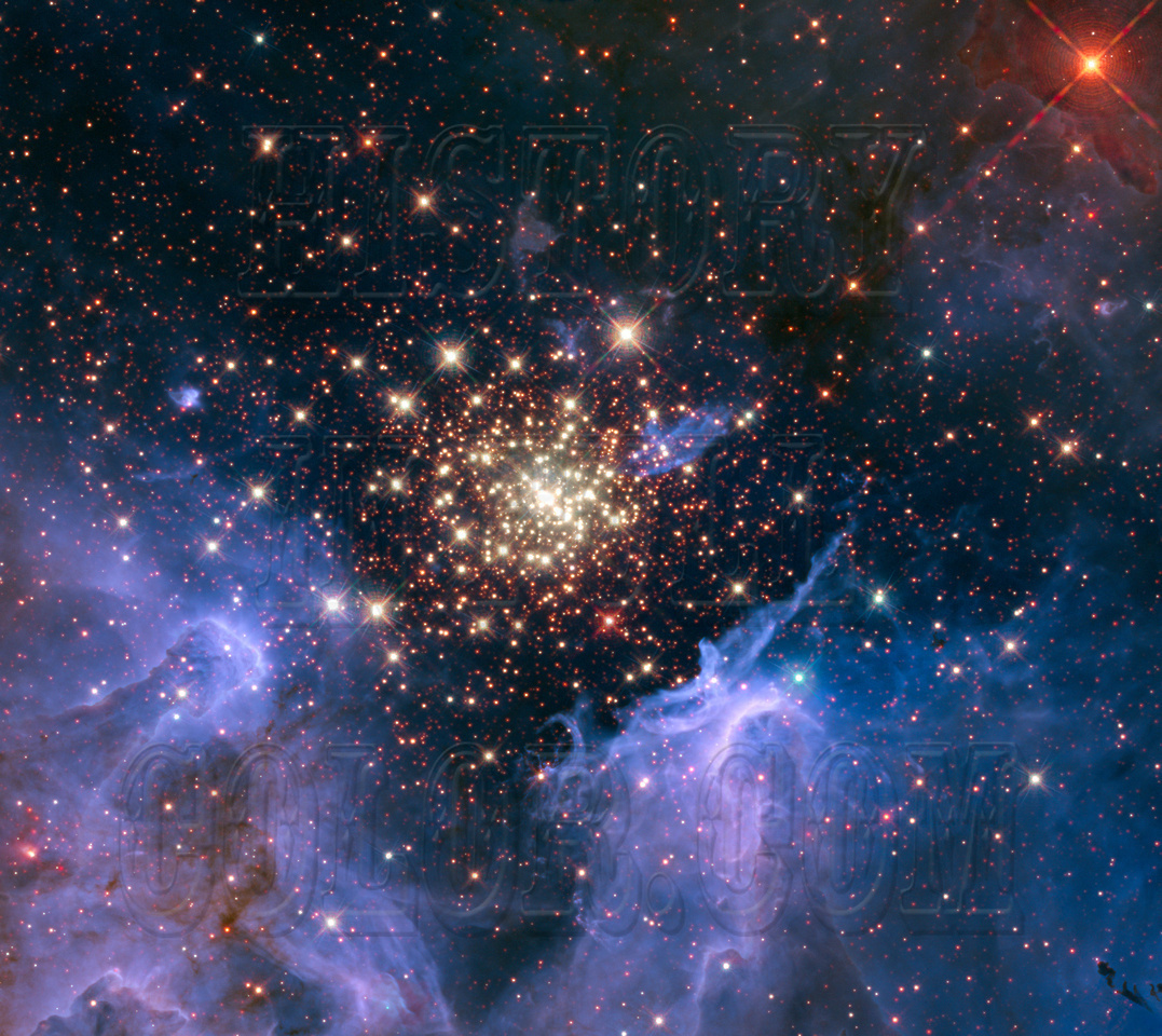 Starburst Cluster NGC 3603 Hubble JPL NASA space telescope photo hs-2010-22