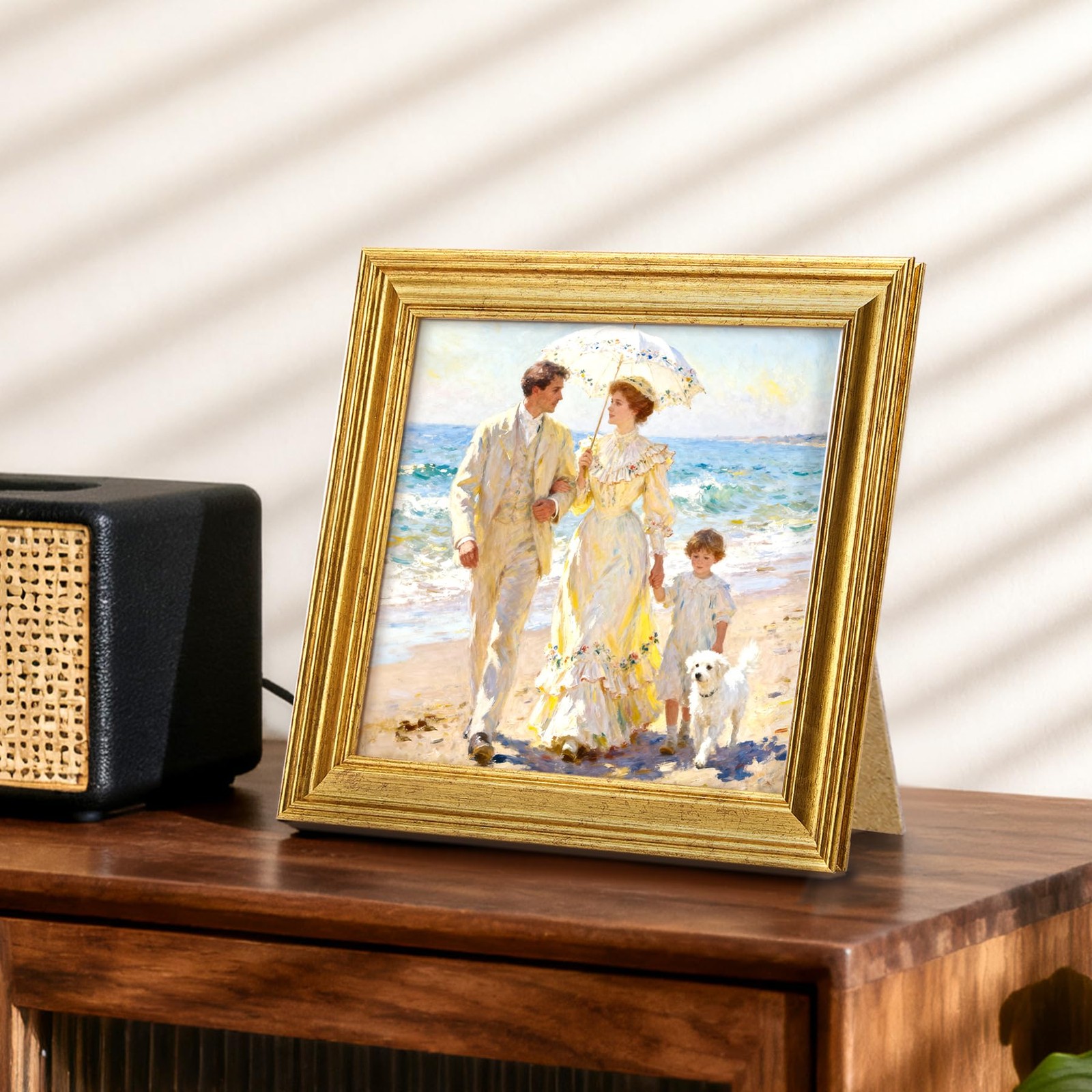 Vintage 8×8 Picture Frames, Antique Gold Frames Display 4×4 with Mat or 8 x 8…