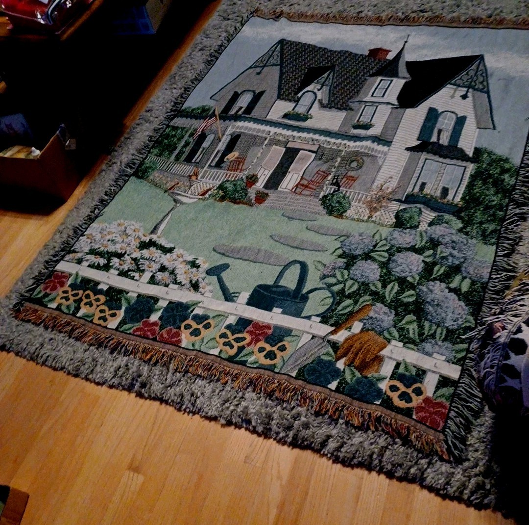 Vtg. Victorian House « My Grandmother&rsquo;s House » Tapestry, Measures 70&Prime; Long X 56&Prime;