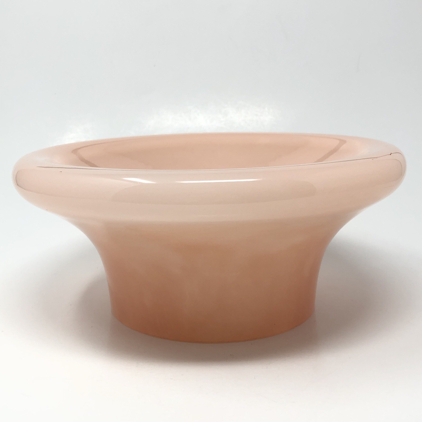 Anthropologie Glass Vase Bowl Pink Footed Pedestal Low Flower Cased Heavy