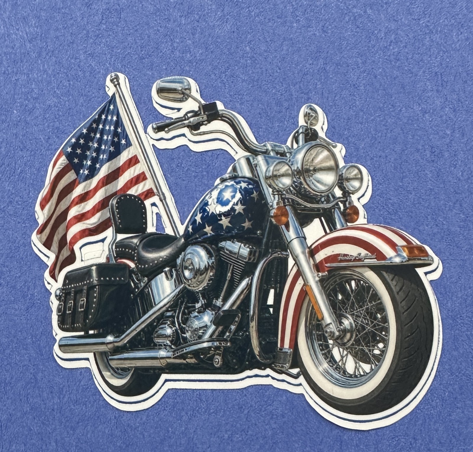 3 Inch Patriotic Motorcycle Sticker American Flag Cruiser Bike USA Vinyl Decal