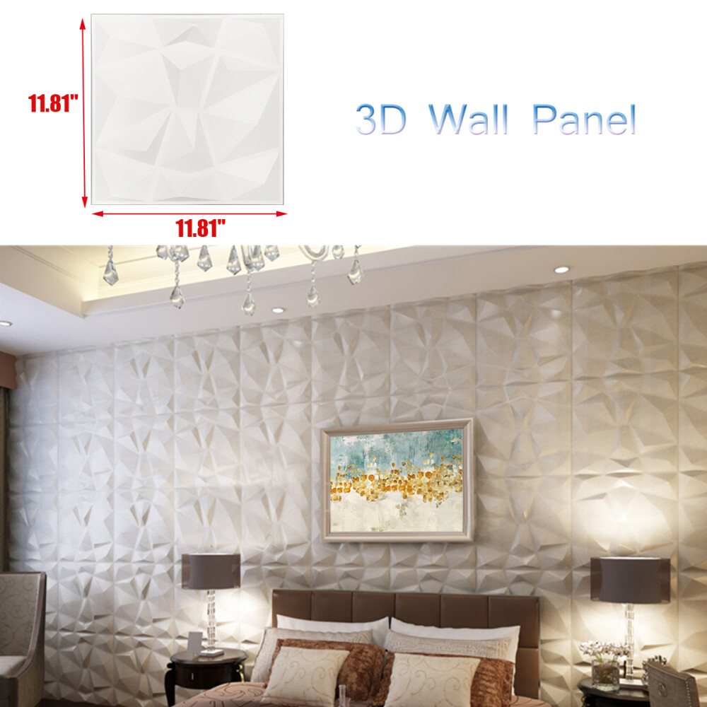 12Pcs 3D Effect Wall Decor 3D Tile Brick Wall DIY Wallpaper Home Decor 11.8&Prime;