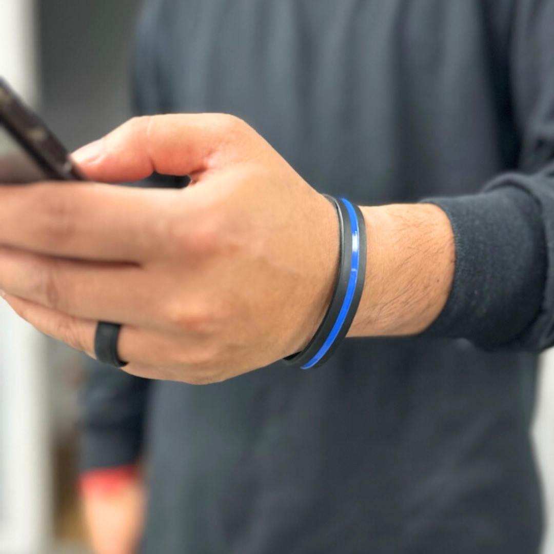Bulk Thin Blue Line Silicone Wristbands(100pk/ 50pk/ 25pk/ 10pk) Adult and Child