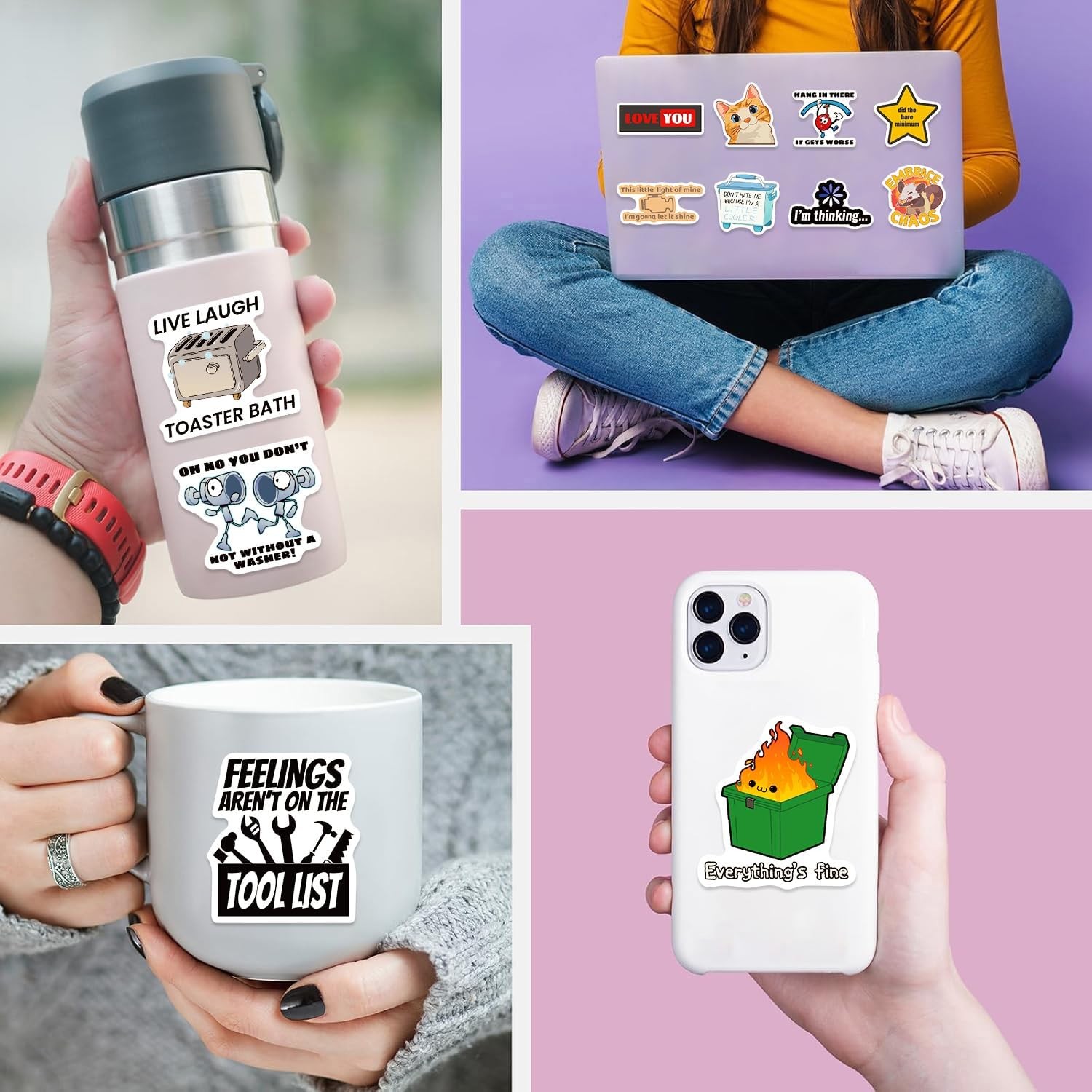 100 PCS Funny Stickers for Adults Teens, Sarcastic Meme Stickers Pack, Waterproo
