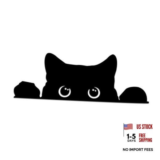 Peeking Sneaky Cat Sticker, Cat Decals for Cars, Black Indoor Outdoor Fretwork
