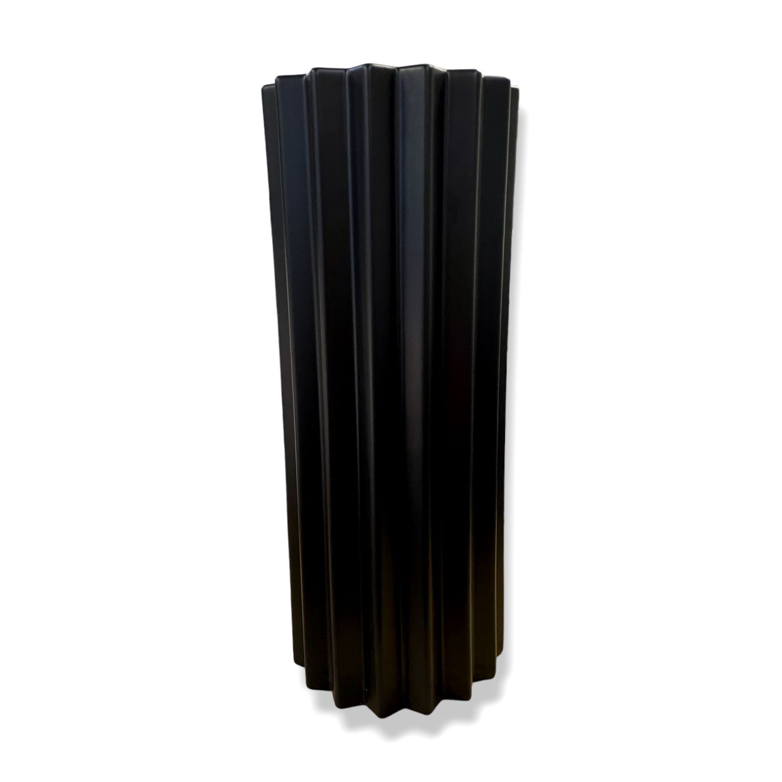 $400 Greg Natale Black Parallel Lines Cog Shaped Home Décor Accent Floor Vase