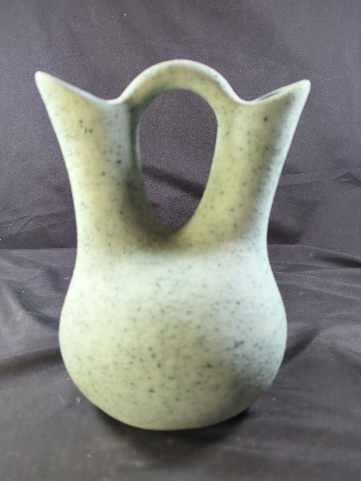 Navajo Indian Wedding Vase 8.25” Pottery Aqua Texture Speckle Signed Unique Rare