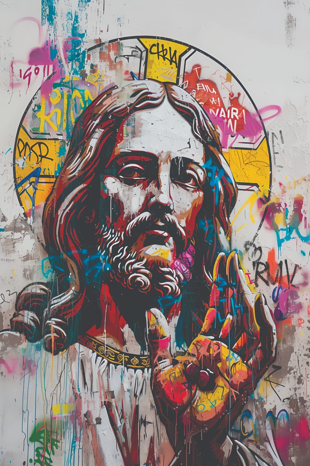 JESUS BANKSY GRAFFITI POP ART PRINT/POSTER CANVAS/SATIN PHOTO PAPER T34