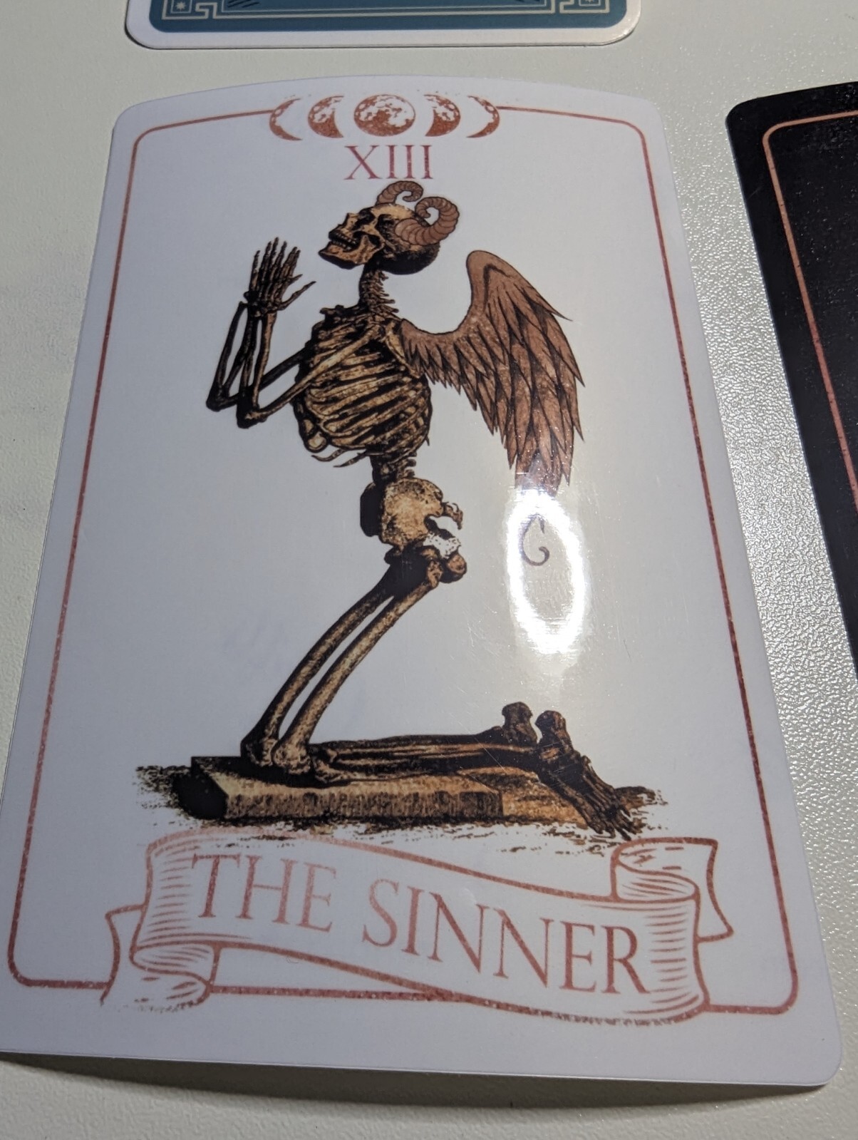 THE SINNER tarot &lsquo;card&rsquo; die-cut printed vinyl sticker black or white