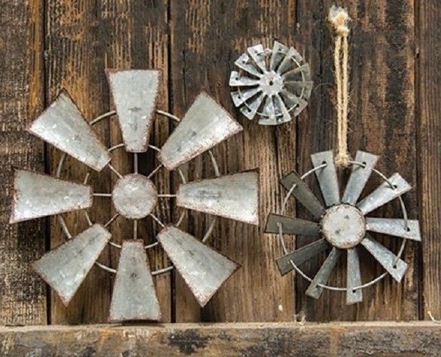 WINDMILL Wall Hanging Decor,Ornament,Craft 3 sz Galvanized Metal FARM WINDMILL