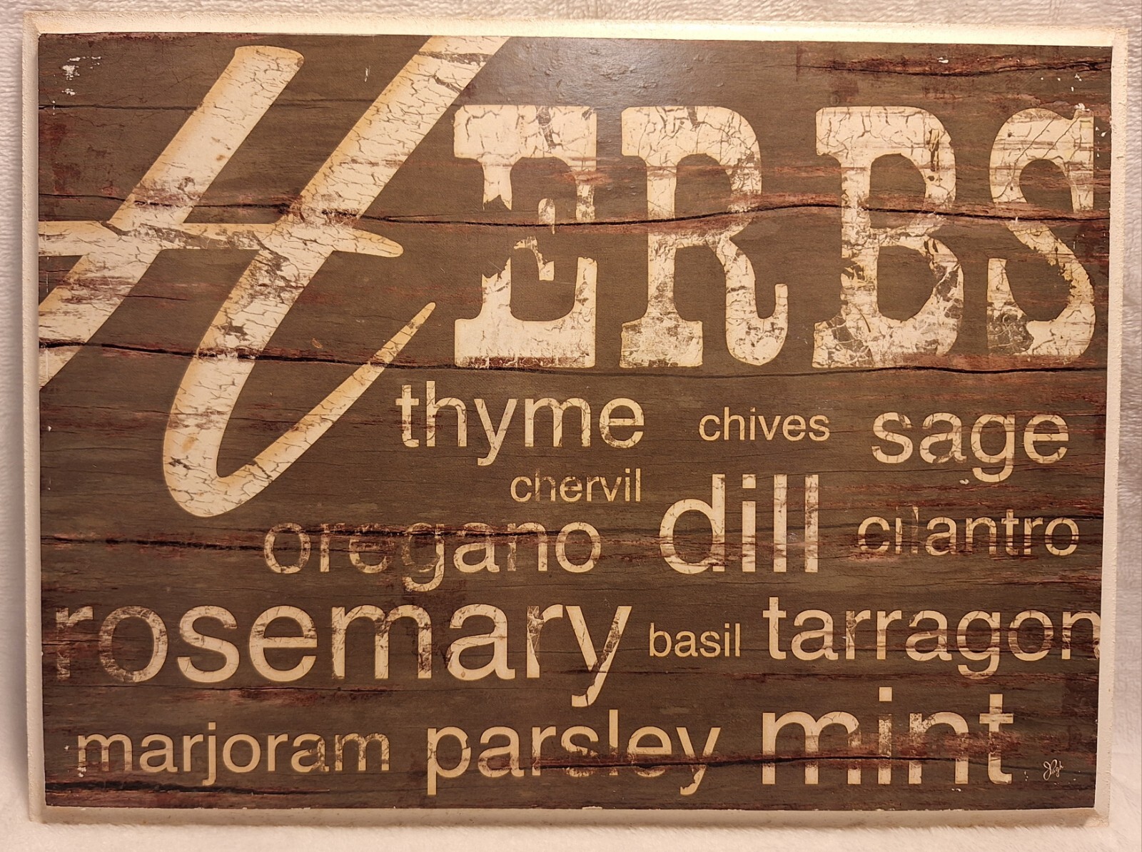 Herbs & Words Green Kitchen Wall Plaque 11.5 x 0.5 x 8.5 by Jennifer Pugh