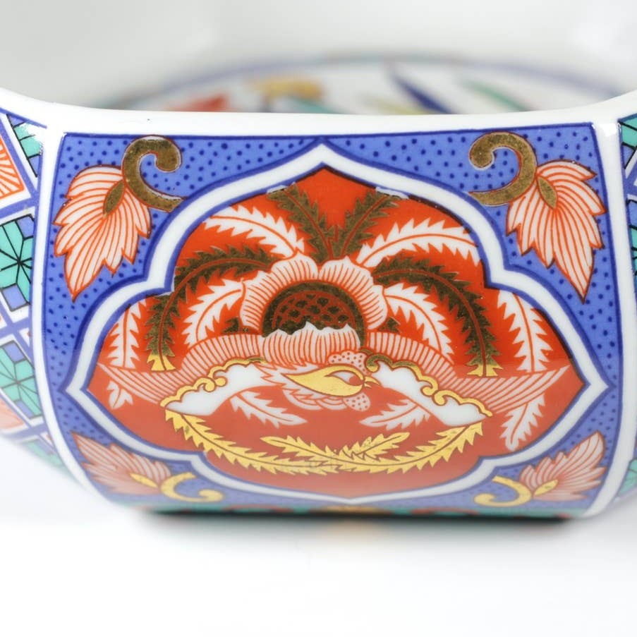 Vintage Andrea By Sadek Japan Porcelain Imari Gilded Octagonal 8in Shallow Bowl