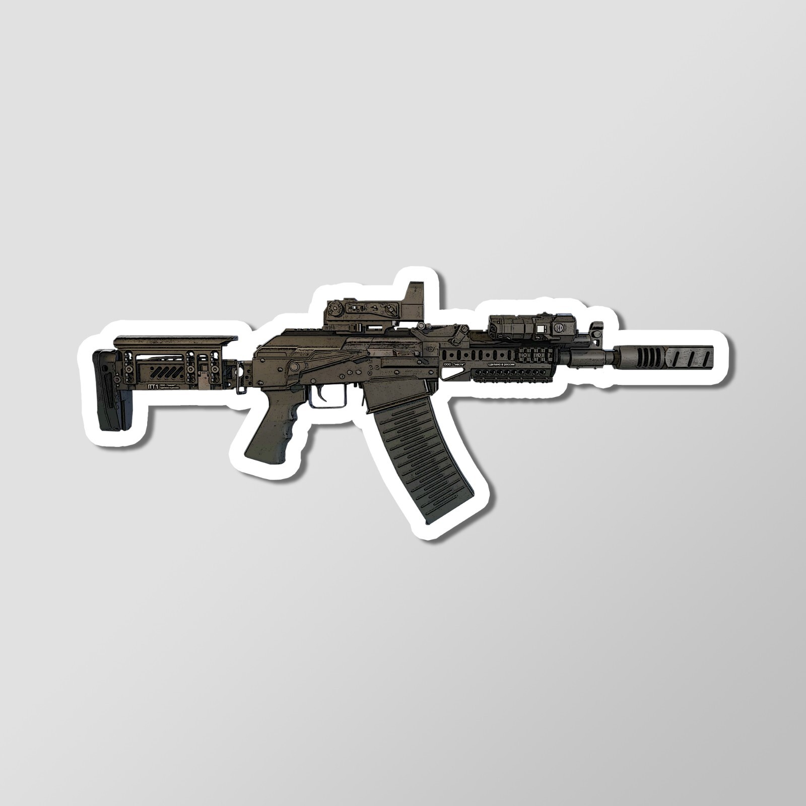 Saiga 12 Tactical Shotgun AK – Laptop Sticker Vinyl 4&Prime; Wide
