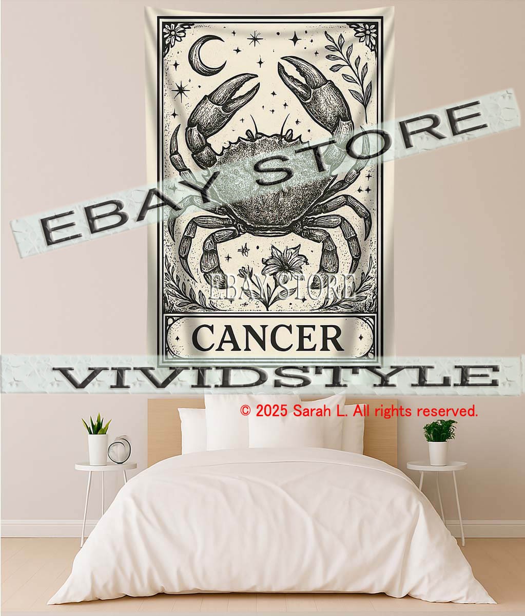 Cancer Zodiac fabric tapestry Astrology background cloth 59X82 in