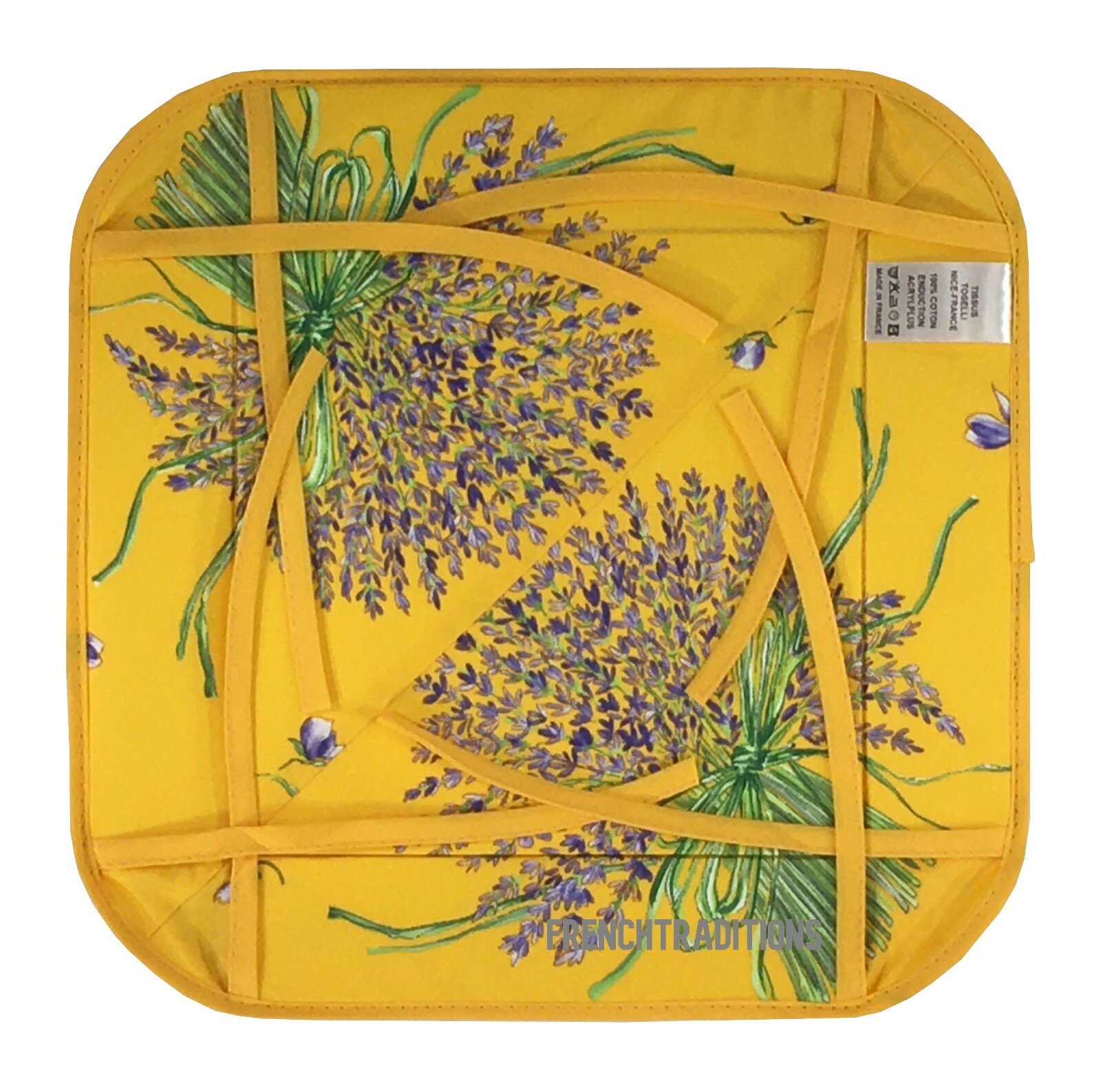 French Provencal Bread Basket Lavender Bouquet Deep Yellow Made In France