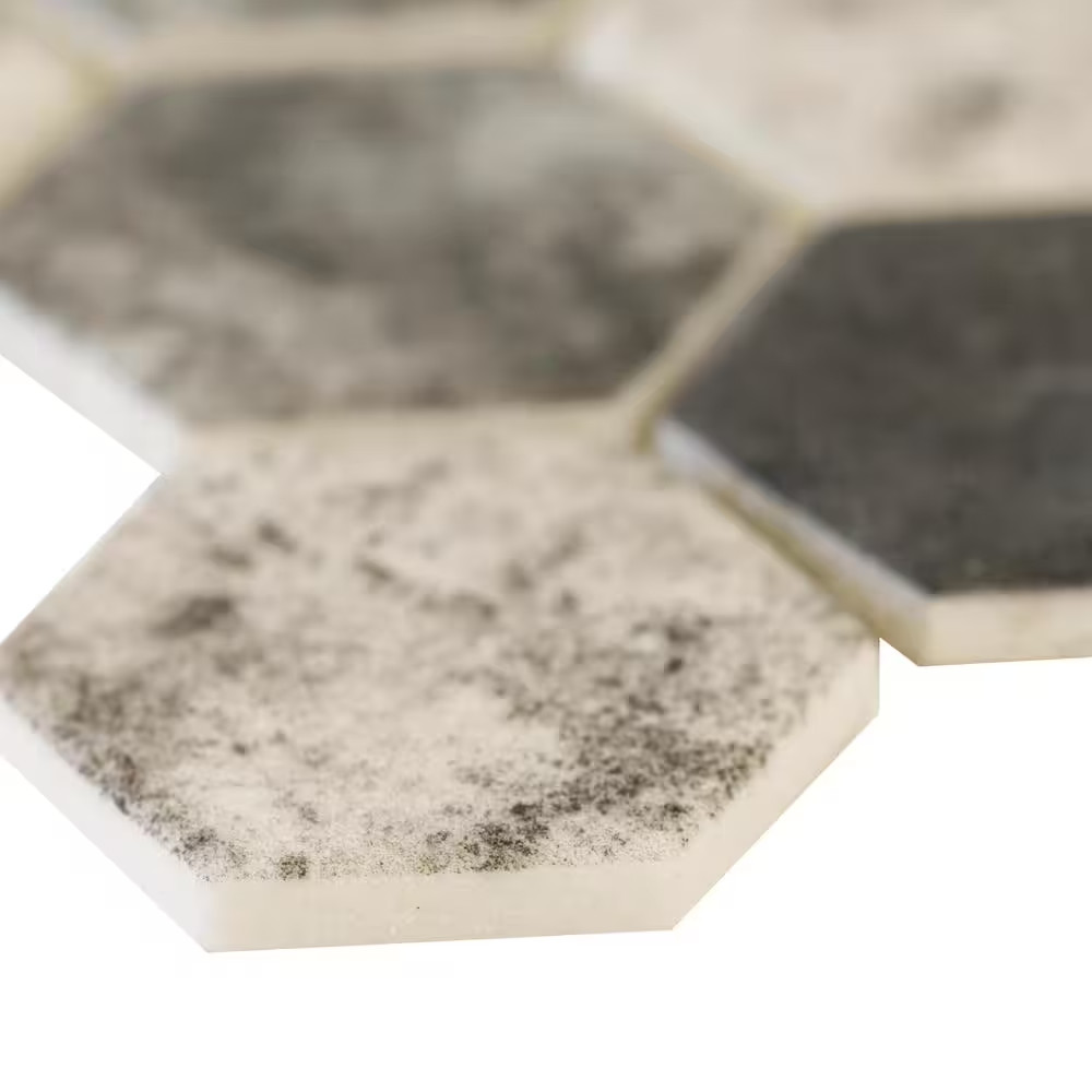 Urban Tapestry 2 In. Hexagon 12 In. X 12 In. X 0.24 In. Recycled Glass Mesh-Moun