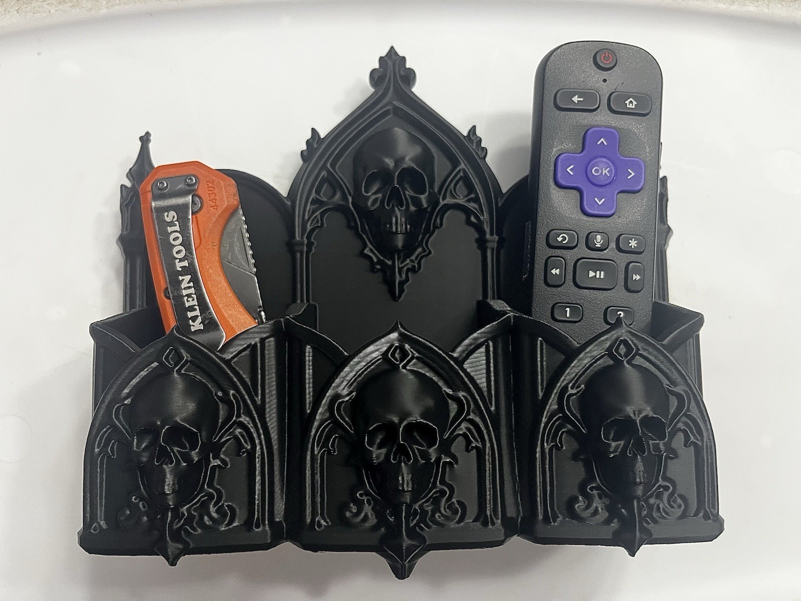 Black Gothic Skull Wall Mounted Organizer Holder, 3D printed