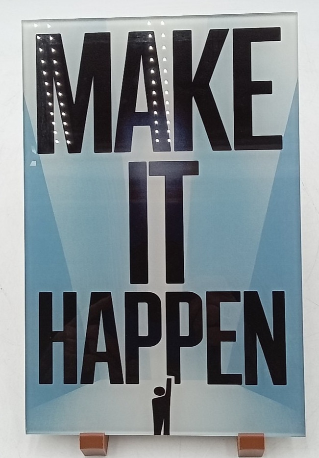 Venodeco Tempered Glass Wall Art Modern MAKE IT HAPPEN 12&Prime; X 8&Prime;