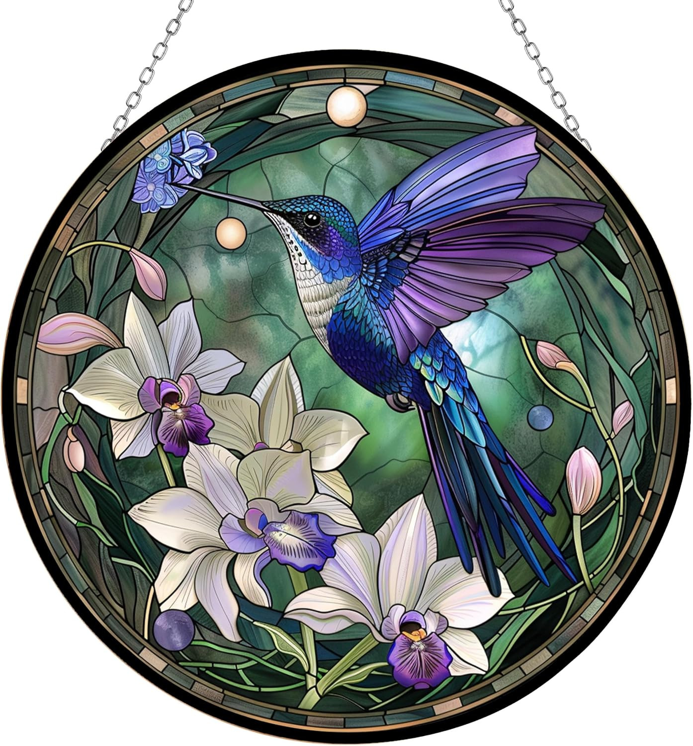 Hummingbird Stained Glass Window Hanging,Hummingbird Sun Catchers Indoor Window