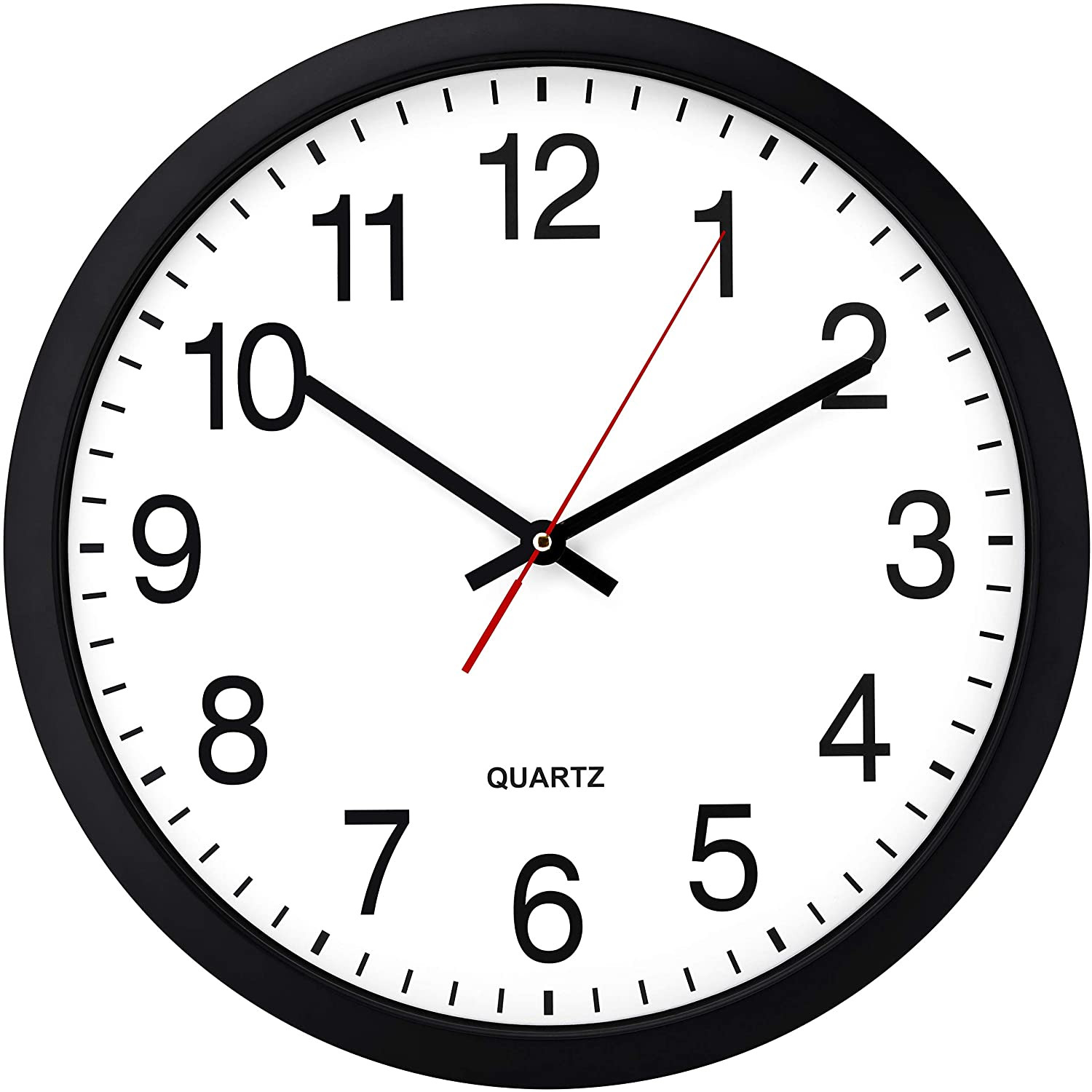 Silent Black Wall Clock – 10 Inch Quality Quartz, Non-Ticking Design