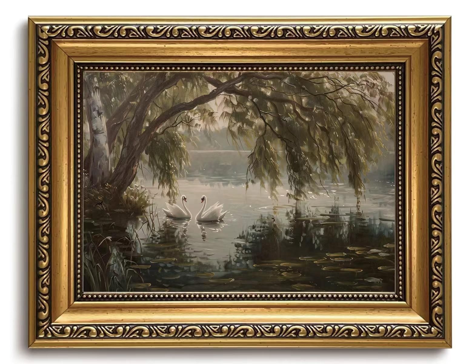 Vintage Gold Framed Landscape Wall Art Lake Painting Canvas Prints Landscape …