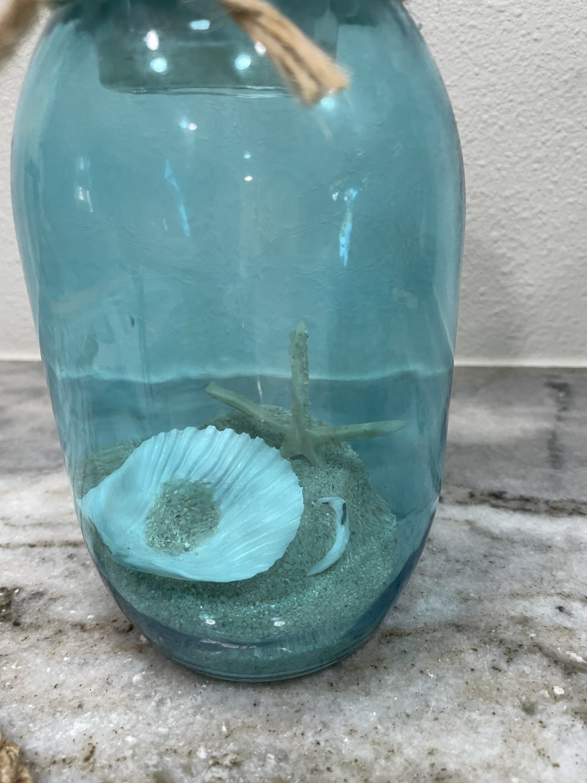 Nautical Coastal Decor Set Anchor Wall Art Blue Candle Jars Starfish Beach