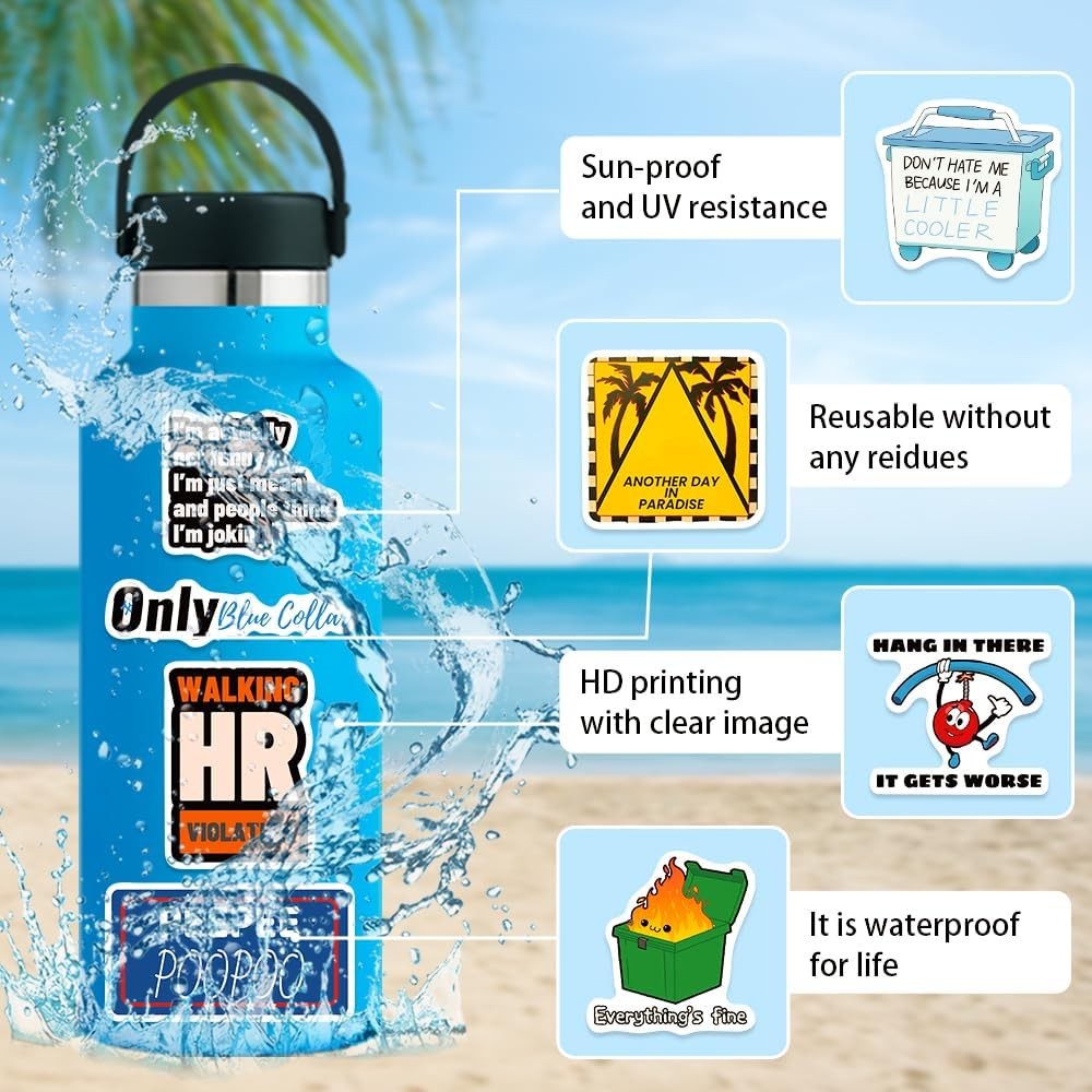 100 PCS Funny Stickers for Adults Teens, Sarcastic Meme Stickers Pack, Waterproo