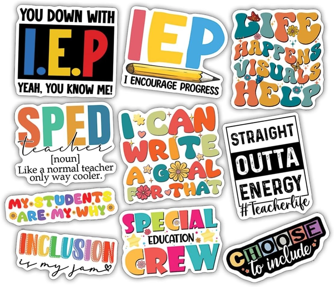 10pcs Special Education Sticker Inspirational IEP Quote for Teacher & SPED Staff