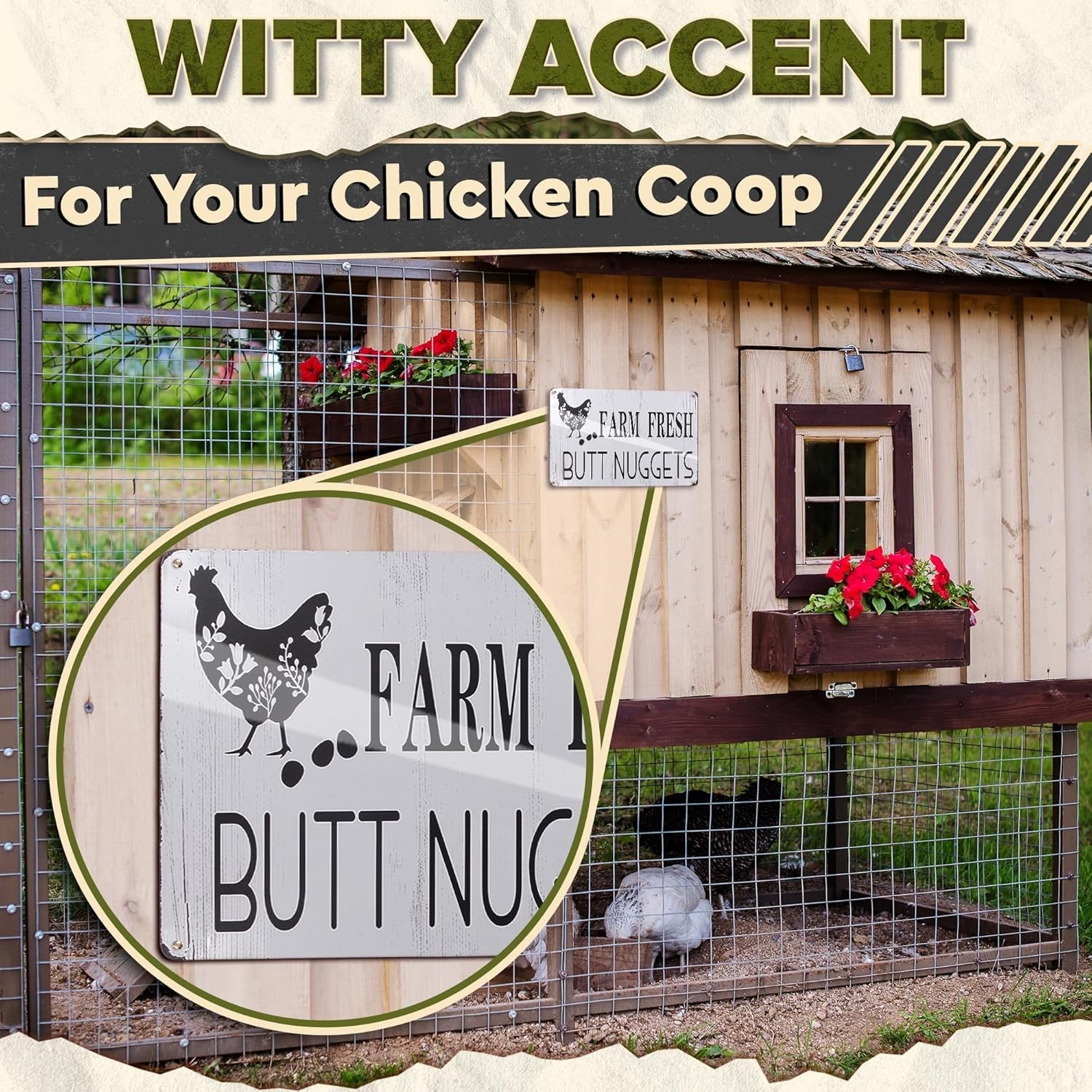 Metal Funny Chicken Coop Signs for Outside 8×12&Prime; – Rustic Tin Farm House Kitc…