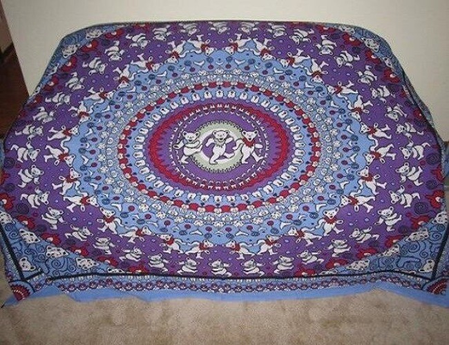 New Grateful Dead Dancing Bears Blue Purple Red Wall Hanging Tapestry 90X60 Gift