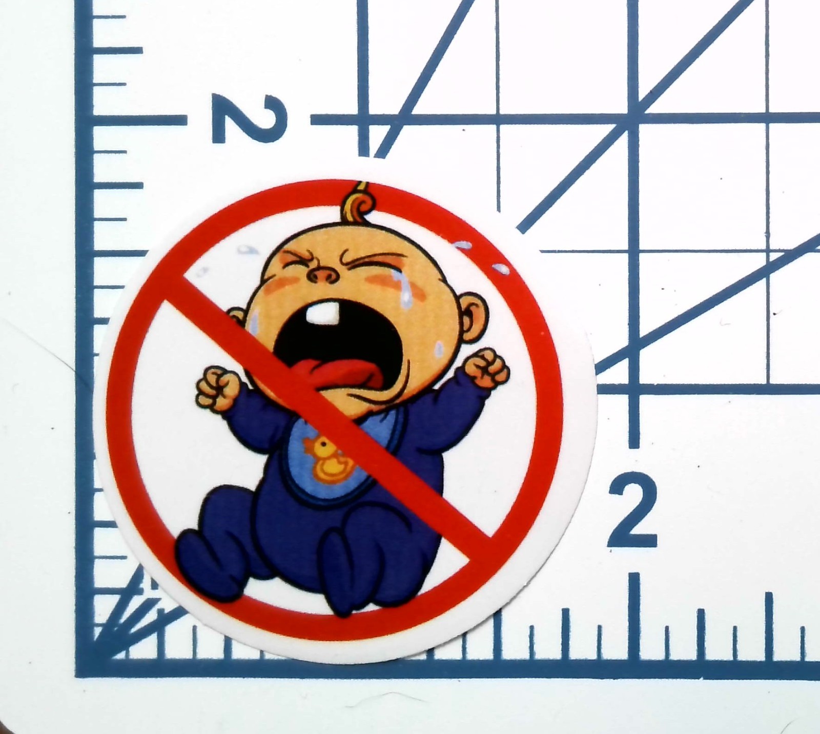 No Crying Baby Vinyl Sticker Funny Job Cry Babies Decal Hard Hat Humor Toolbox