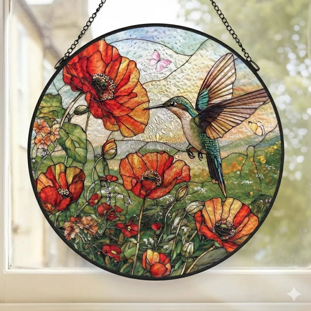 Hummingbird Bird Suncatcher , Stained Glass Window Hanging~ Gift for Events