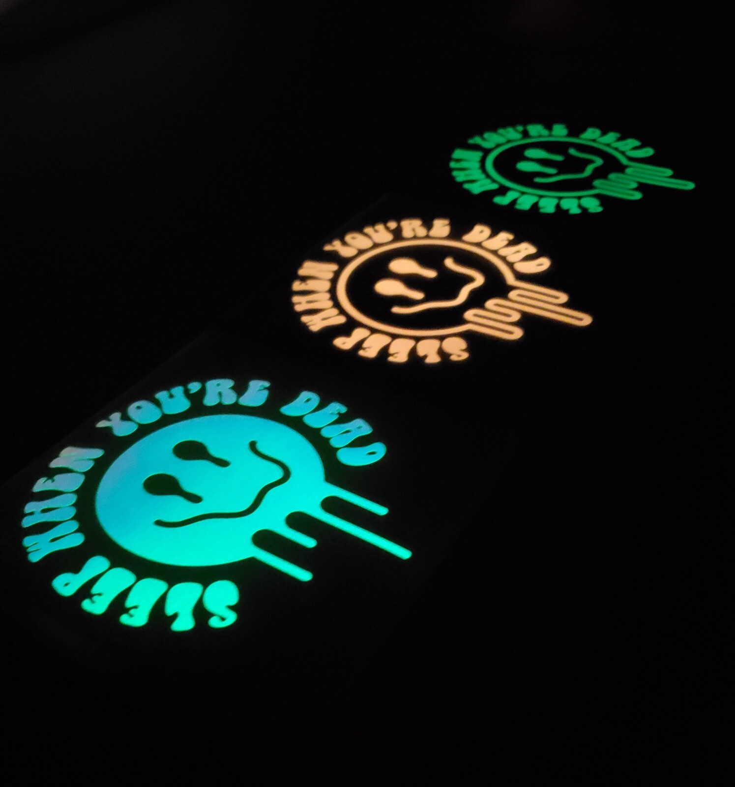Glow In The Dark Vinyl Decals Medium Drippy Smiley Face Quotes Lit Studios New