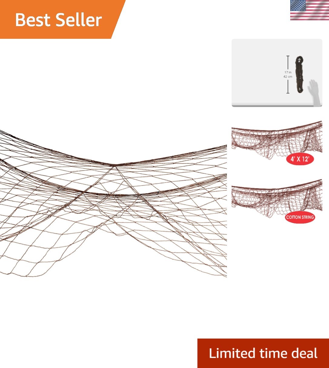 Elevate Your Events with 4×12 ft Brown Fish Netting for Nautical Themes