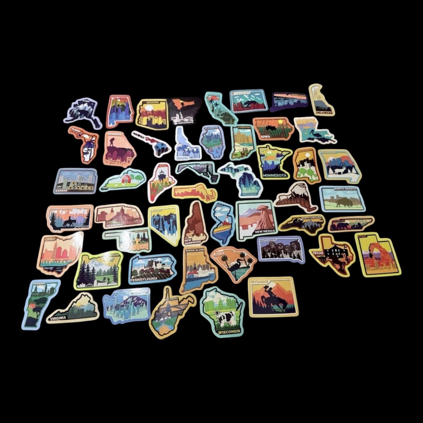 50-Piece USA States Travel Waterproof Vinyl Sticker Set