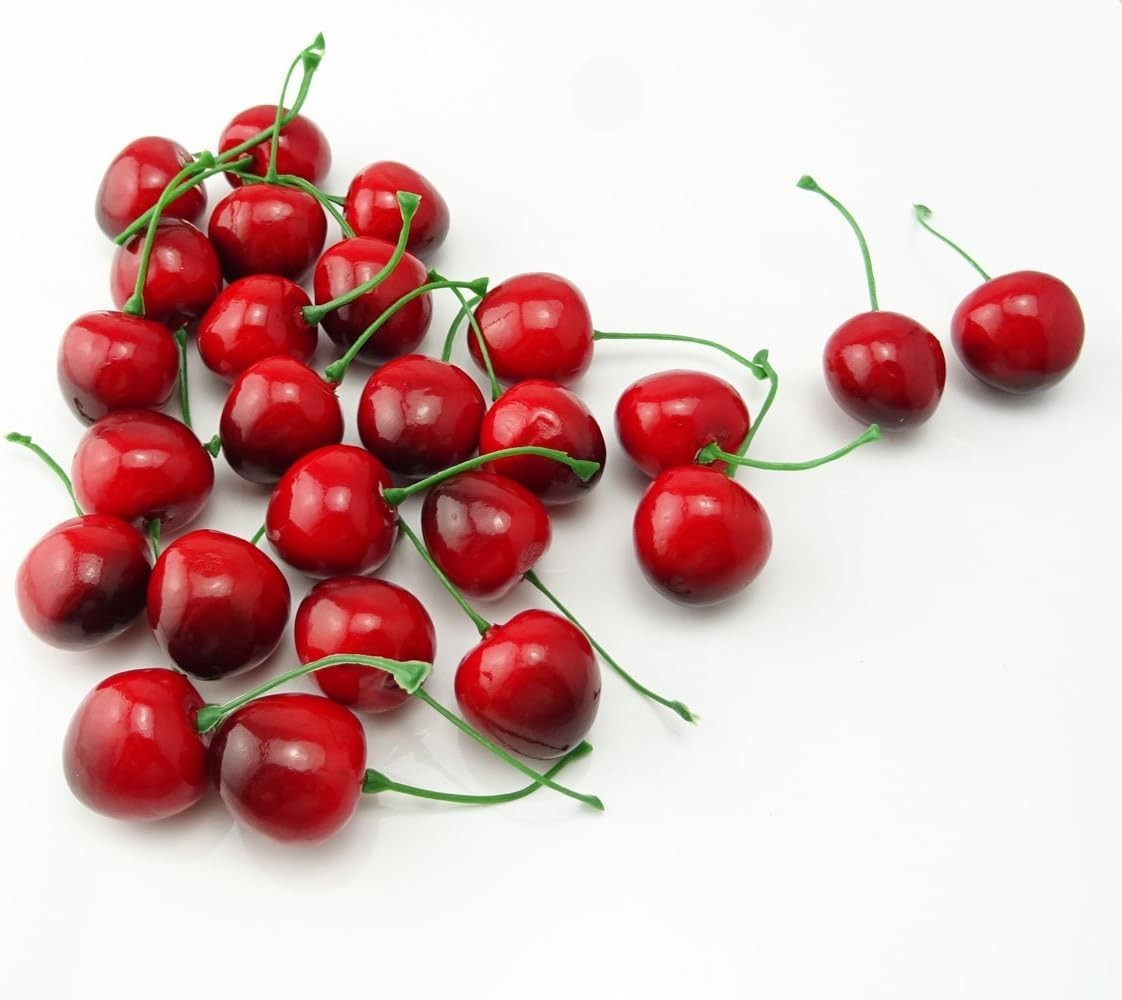 Realistic Simulation Cherries – 25 Count Indoor Decoration for All Occasions