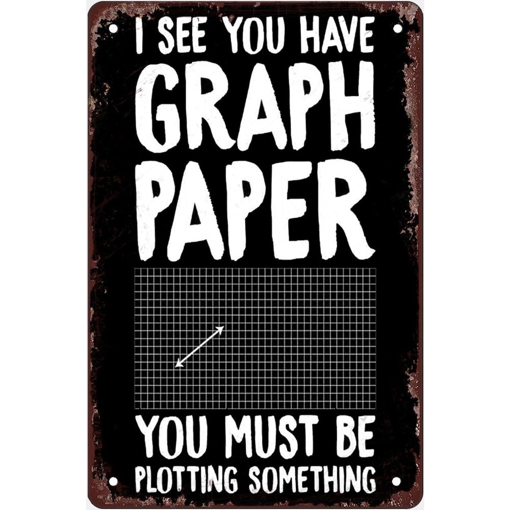 Graph Paper Plotting Pun Retro Metal Sign Nerd/Office Wall Hanging Decoration