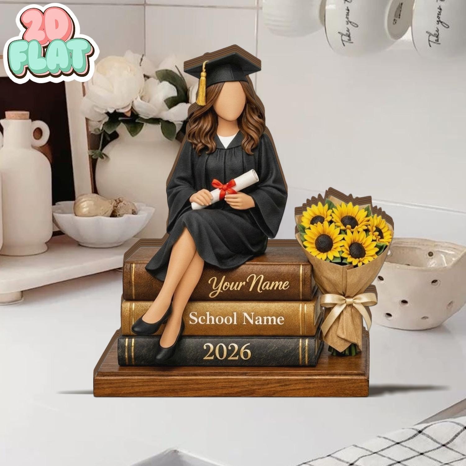 Personalized Graduation Cartoon Wooden Plaque, Class of 2026/2027