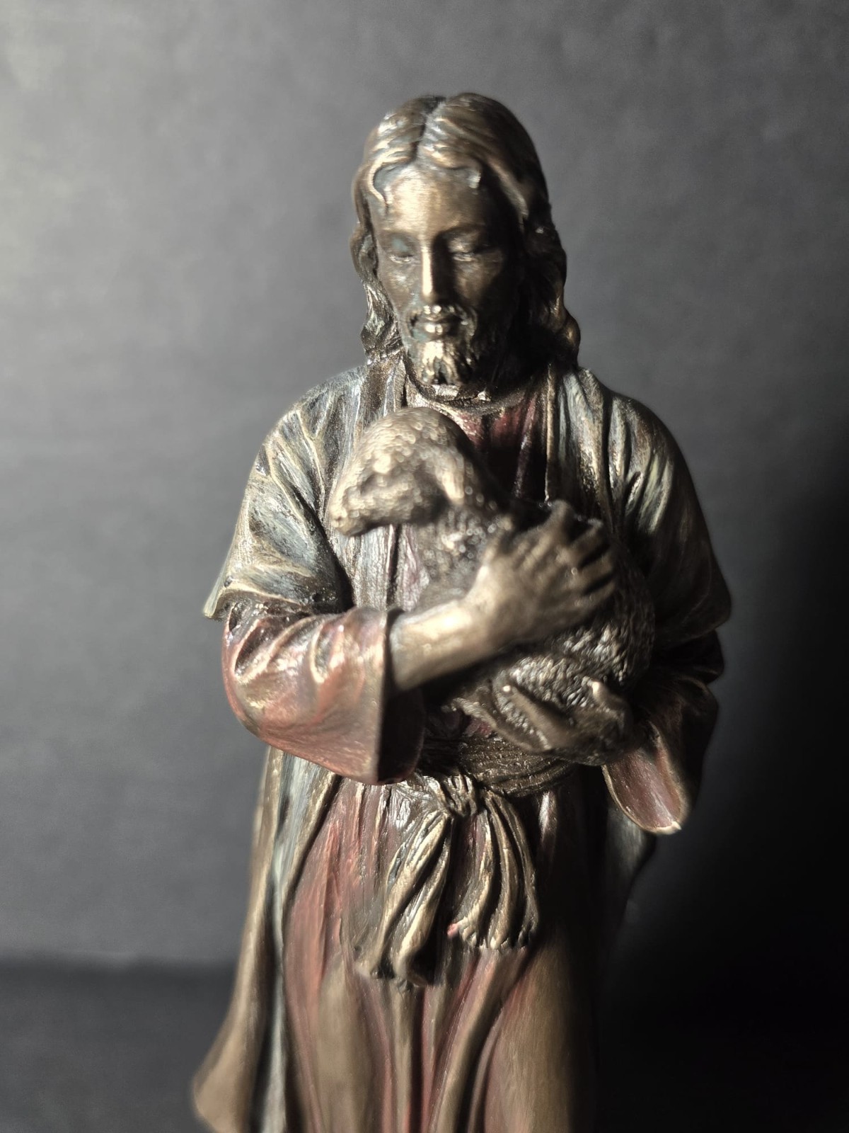 Jesus Holding A Lamb (Cold Cast Bronze & Resin Statue) 6&Prime; Inches DE02