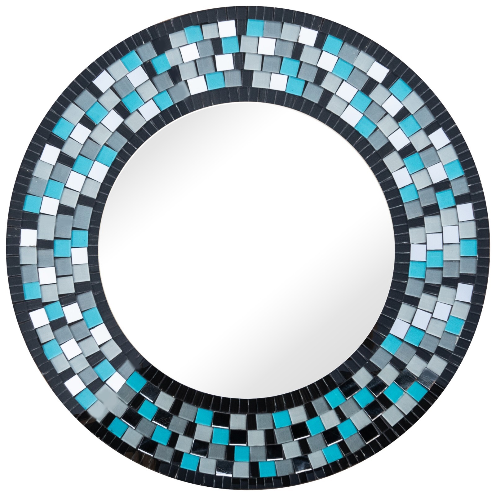 Zorigs – Handcrafted Blue Turquoise Mosaic Mirror, 24&Prime; Round Wall Mirror