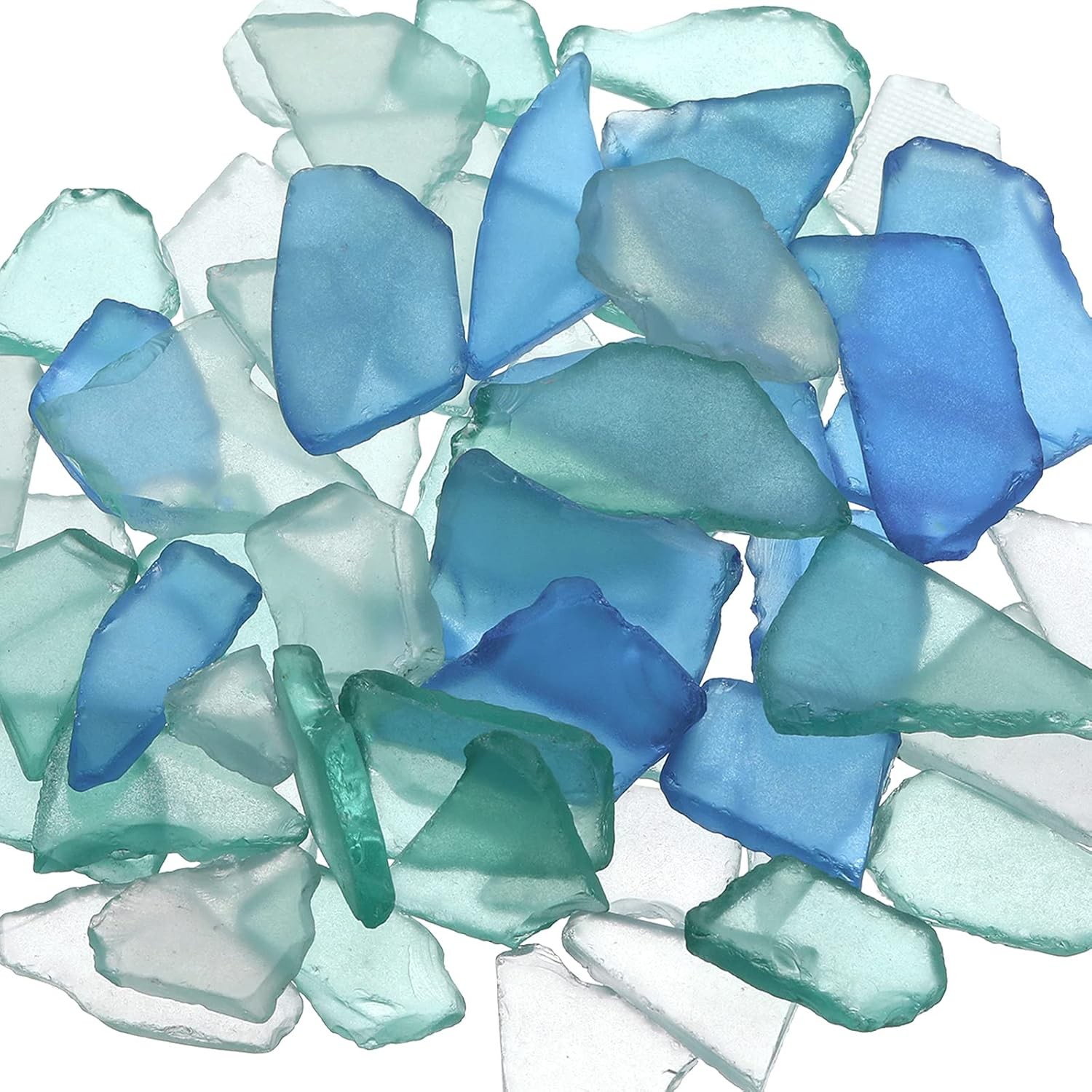 Jetec Sea Glass for Crafts Seaglass Pieces Decor Flat Blue, White, Green