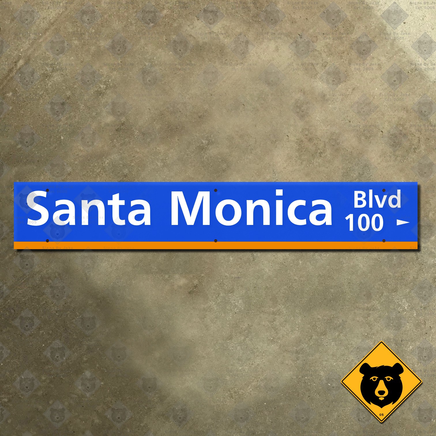 California Santa Monica Boulevard 100 block street road sign 30×5
