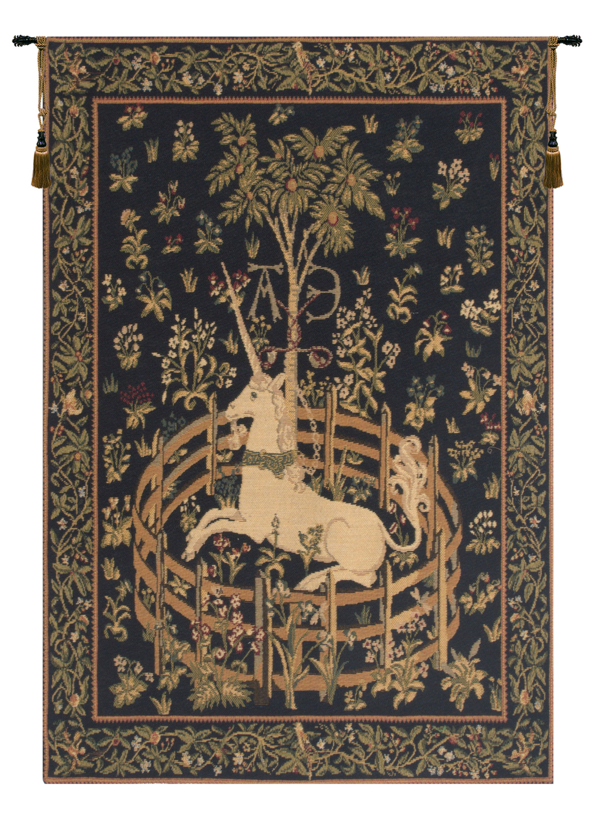 Unicorn in Captivity Rendition Belgian Bohemian Tapestry Wall Hanging