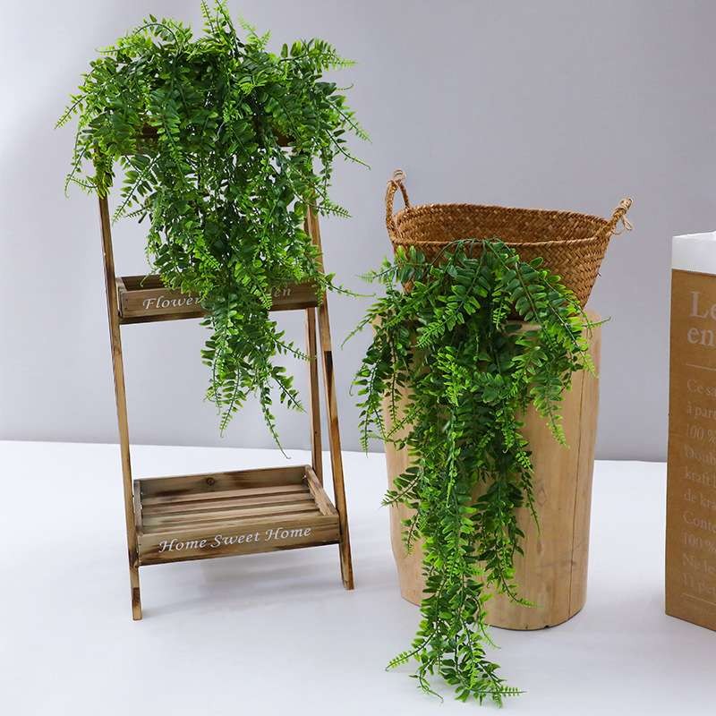 2Pcs Set Artificial Plants Vines Boston Fern Persian Rattan Greenery Fake Ferns