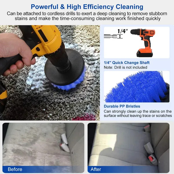 3Pcs/Set Drill Brush Power Scrubber Cleaning Brush For Car Carpet Wall Tile Tub