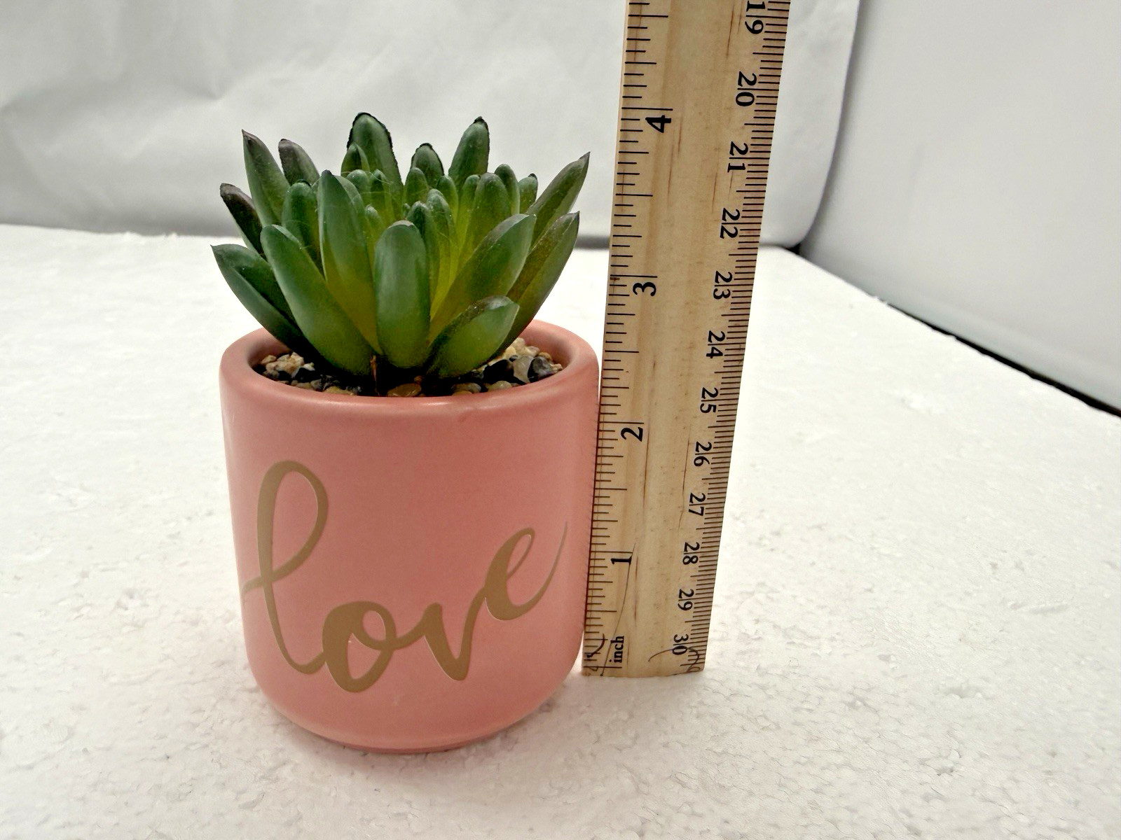 Potted Faux Succulent Pink « Love » 4&Prime; FAST SHIP!